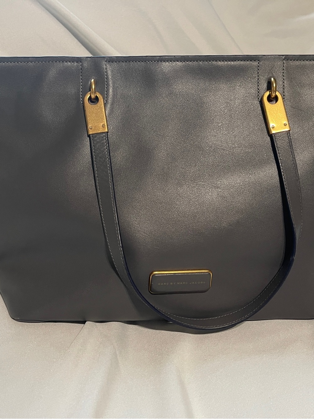 Marc by Marc Jacobs Black Leather Tote with Gold Accents